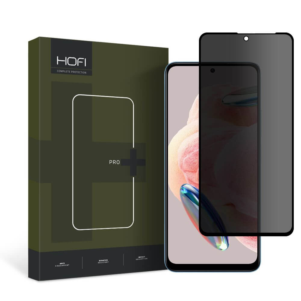 Privacy Протектор за Xiaomi Redmi Note 12 5G/4G, Hofi Anty-Spy Glass, Черен