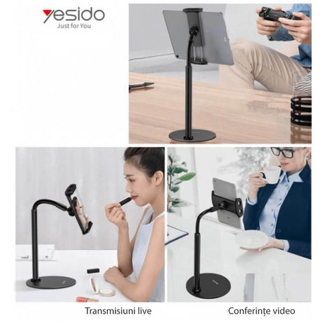 Стойка за Таблети и Смартфони, Yesido Desktop Holder, Черен (3)