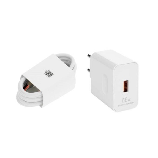 Оригинално Зарядно с Кабел Huawei 66W Super Charger 220v, Бял (Bulk)