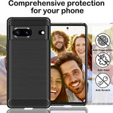 Противоударен Калъф за Google Pixel 7A, Tech-Protect Premium Carbon Case, Черен (2)