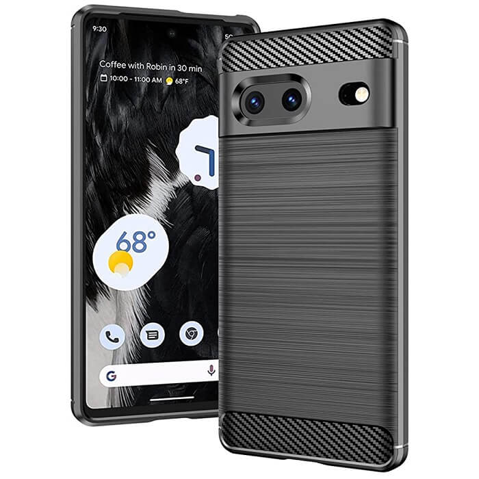 Противоударен Калъф за Google Pixel 7A, Tech-Protect Premium Carbon Case, Черен