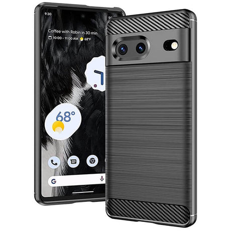Противоударен Калъф за Google Pixel 7A, Tech-Protect Premium Carbon Case, Черен