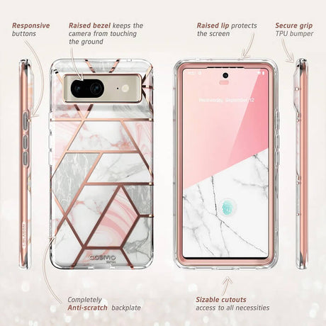 Дамски Калъф за Google Pixel 7, Supcase Iblsn Cosmo Marble, Розов (2)