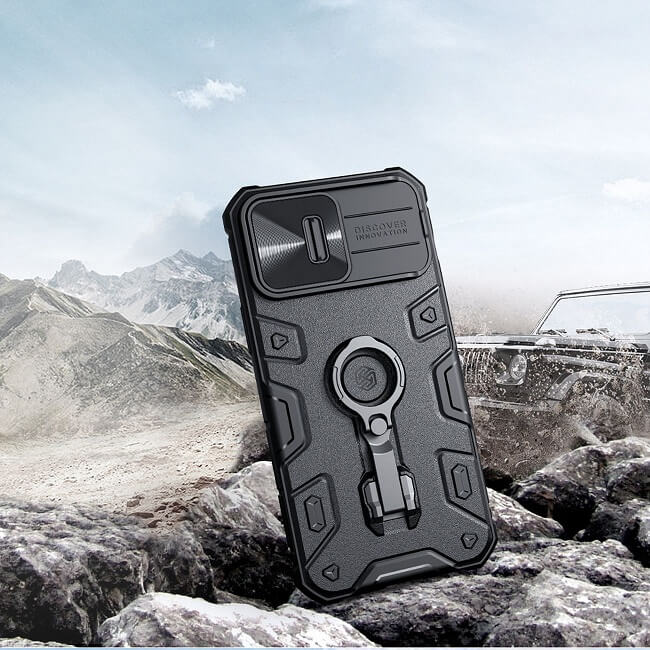 Magsafe Калъф с Поставка за iPhone 14, Nillkin CamShield Armor Pro Case, Черен (4)