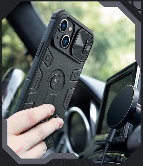 Magsafe Калъф с Поставка за iPhone 14, Nillkin CamShield Armor Pro Case, Черен (7)