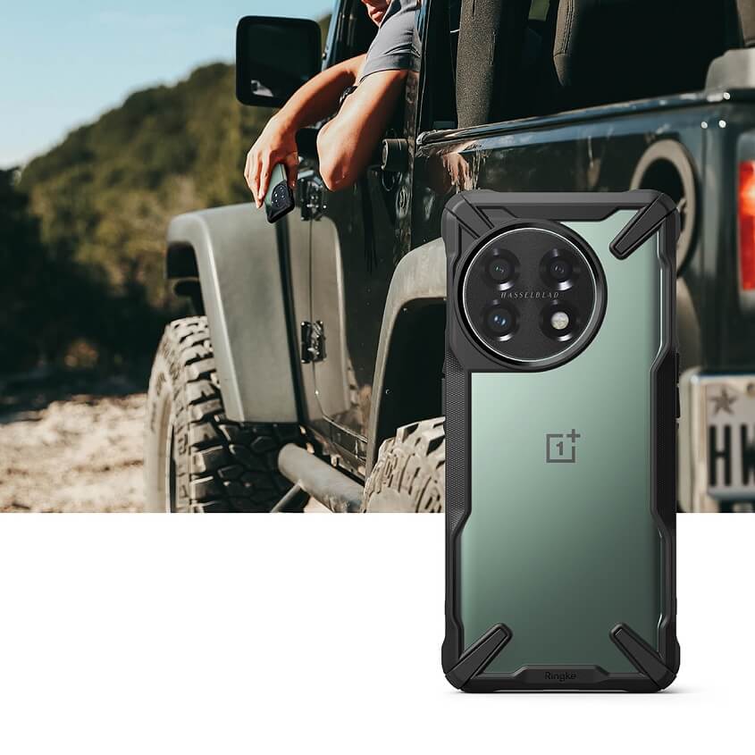 Противоударен Хибриден Калъф за Oneplus 11, Ringke Fusion X Case, Черен (4)