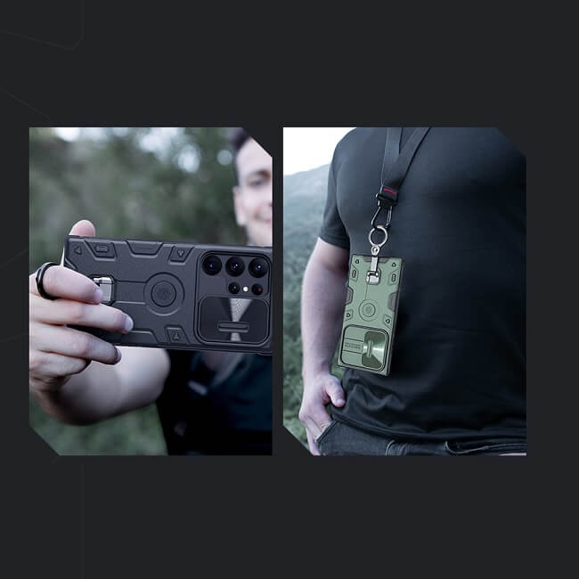 Калъф с Плъзгач и Поставка за Samsung S23 Ultra, Nillkin CamShield Armor Pro Case, Черен (5)