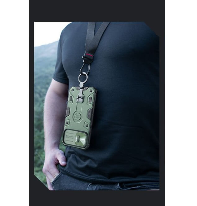 Калъф с Плъзгач и Поставка за iPhone 14 Plus, Nillkin CamShield Armor Pro Case, Зелен (5)