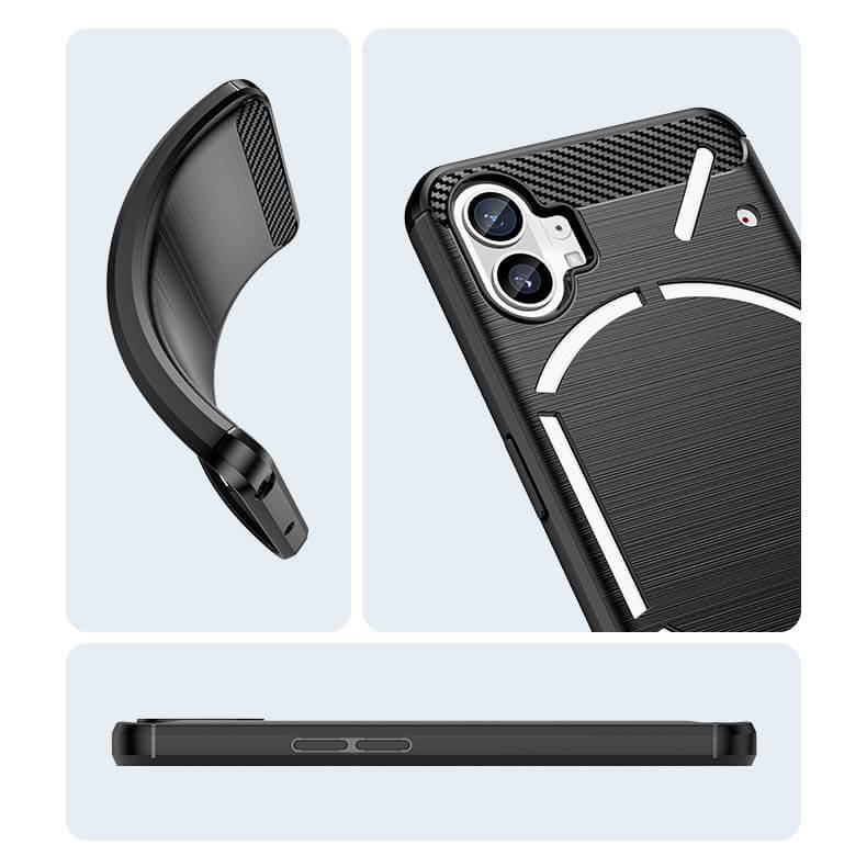 Противоударен Калъф за Nothing Phone 1, Premium Carbon Case, Черен (7)