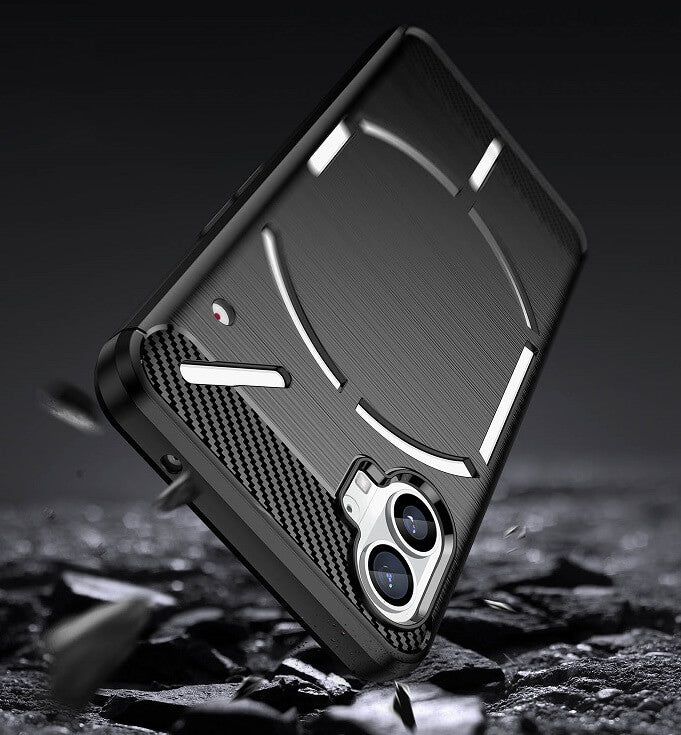 Противоударен Калъф за Nothing Phone 1, Premium Carbon Case, Черен (3)