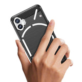 Противоударен Калъф за Nothing Phone 1, Premium Carbon Case, Черен (2)