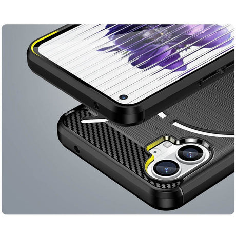 Противоударен Калъф за Nothing Phone 1, Premium Carbon Case, Черен (5)