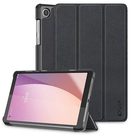 Калъф за Lenovo Tab M8 4th 8.0, Tech-Protect Tri-Fold Leather Case, Черен