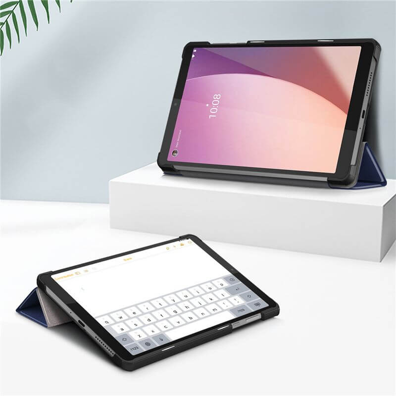 Калъф за Lenovo Tab M8 4th 8.0, Tech-Protect Tri-Fold Leather Case, Черен (5)