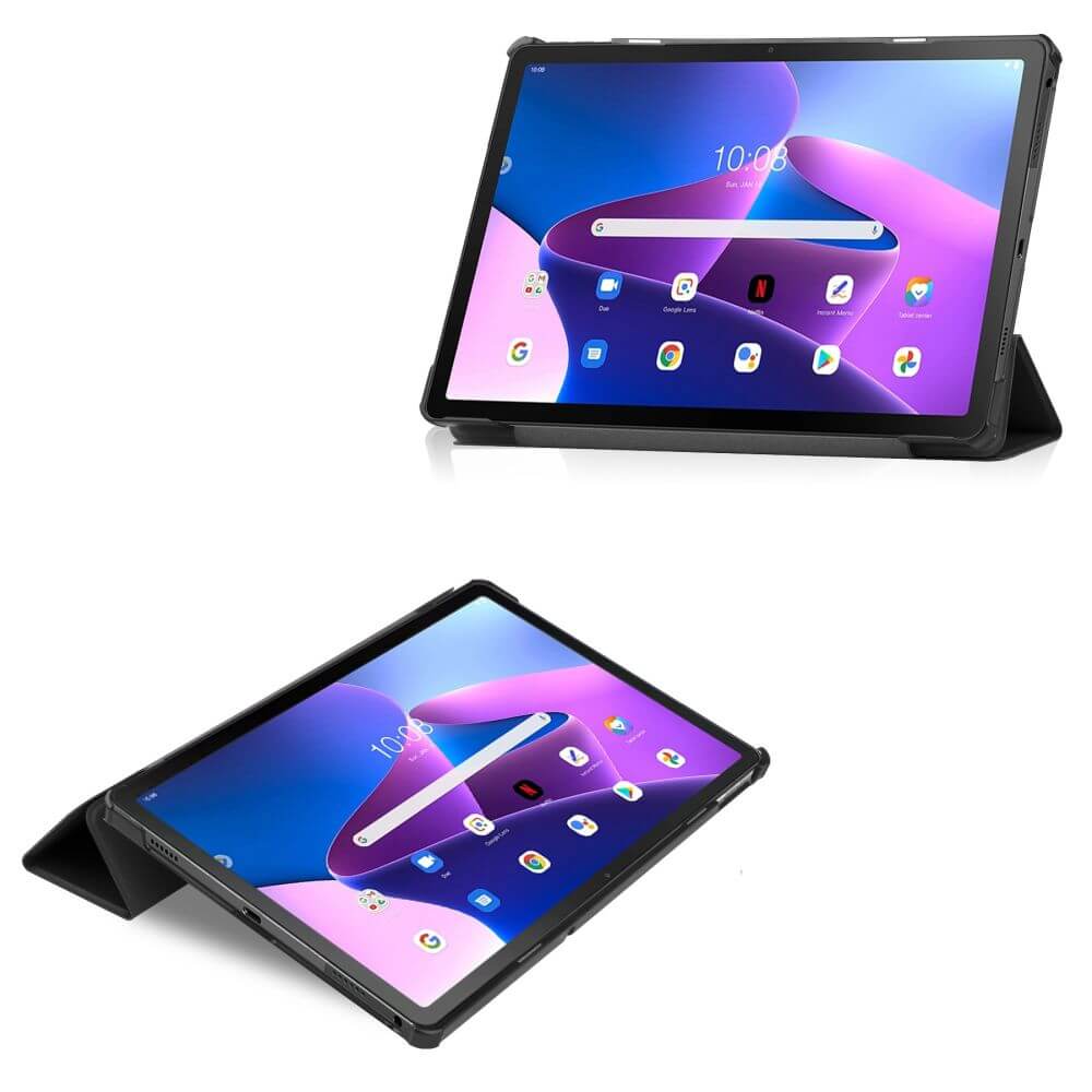 Калъф за Lenovo Tab M10 3rd 10.1, Tech-Protect Tri-Fold Leather Case, Черен (5)