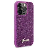 Блестящ Калъф за iPhone 15 Pro, Guess Disco Metal Script Case, Лилав (4)