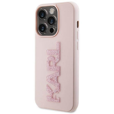 Силиконов Калъф за iPhone 15 Pro, Karl Lagerfeld 3D Rubber Glitter Logo Case, Розов (2)