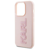 Силиконов Калъф за iPhone 15 Pro, Karl Lagerfeld 3D Rubber Glitter Logo Case, Розов (5)