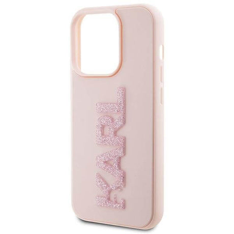 Силиконов Калъф за iPhone 15 Pro, Karl Lagerfeld 3D Rubber Glitter Logo Case, Розов (5)