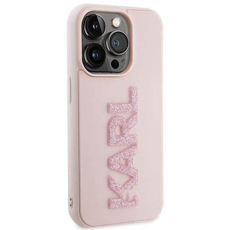Силиконов Калъф за iPhone 15 Pro, Karl Lagerfeld 3D Rubber Glitter Logo Case, Розов (4)