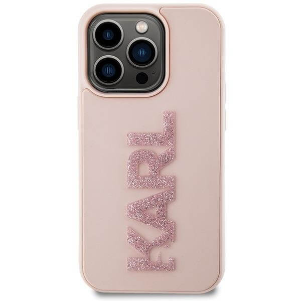 Силиконов Калъф за iPhone 15 Pro Max, Karl Lagerfeld 3D Rubber Glitter Logo Case, Розов (3)
