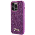 Блестящ Калъф за iPhone 15 Pro Max, Guess Disco Metal Script Case, Лилав