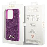 Блестящ Калъф за iPhone 15 Pro Max, Guess Disco Metal Script Case, Лилав (6)