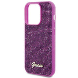 Блестящ Калъф за iPhone 15 Pro Max, Guess Disco Metal Script Case, Лилав (5)