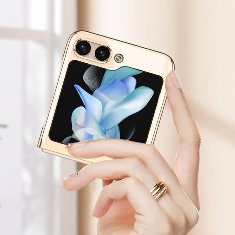 Калъф с Цветна Рамка за Samsung Z Flip 5, GKK Frame Case, Златист (2)
