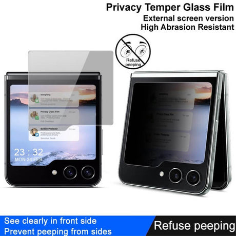 Затъмняващ Протектор за Samsung Z Flip 5, Imak Privacy Anti-Spy Glass, Черен (3)