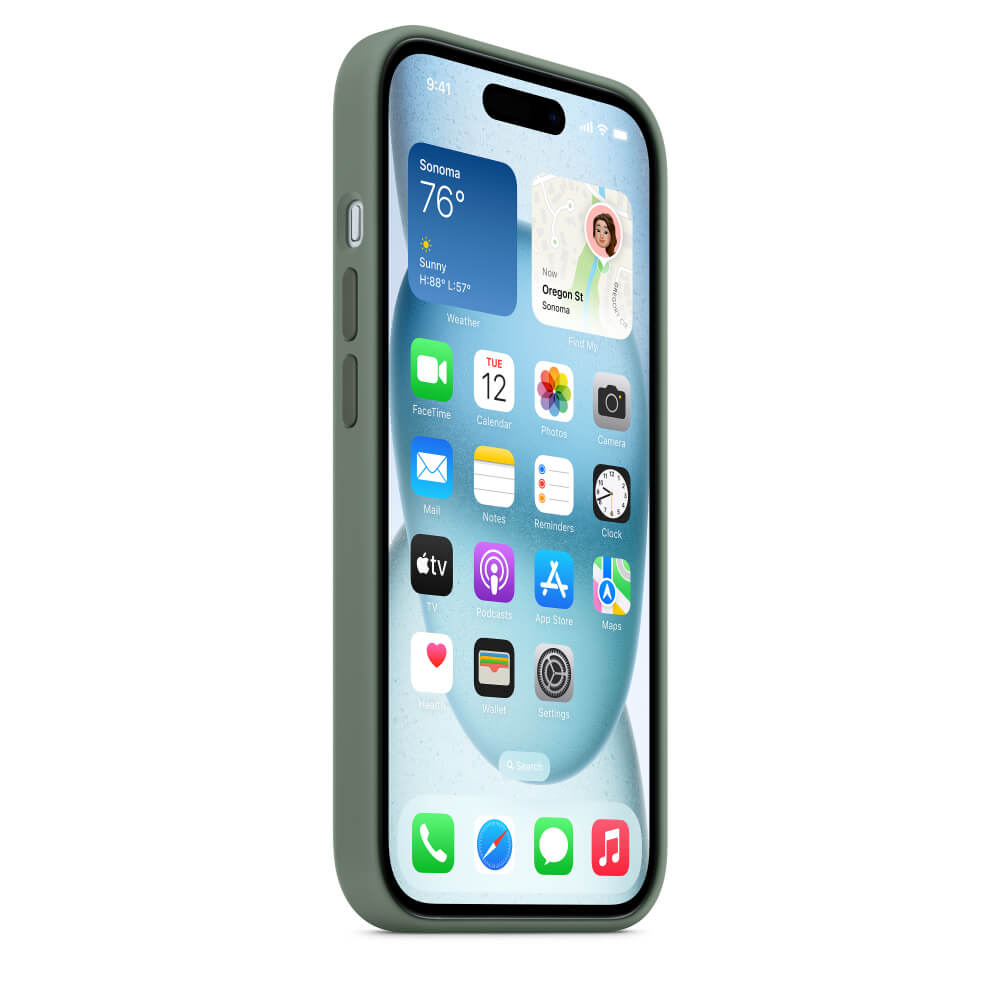 Оригинален Силиконов Калъф за iPhone 15, Silicone Magsafe Case MT0X3ZM/A, Зелен (7)