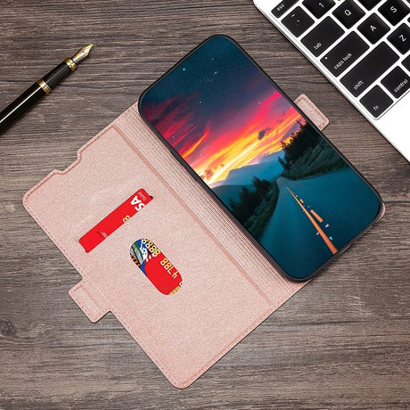 Кожен Калъф за Huawei Nova 9 SE, GKK Card Book Case, Розов (3)