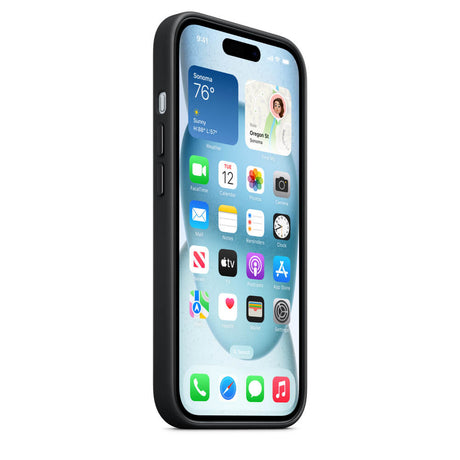 Оригинален Тъкан Калъф за iPhone 15, FineWoven Magsafe Case MT393ZM/A, Черен (7)