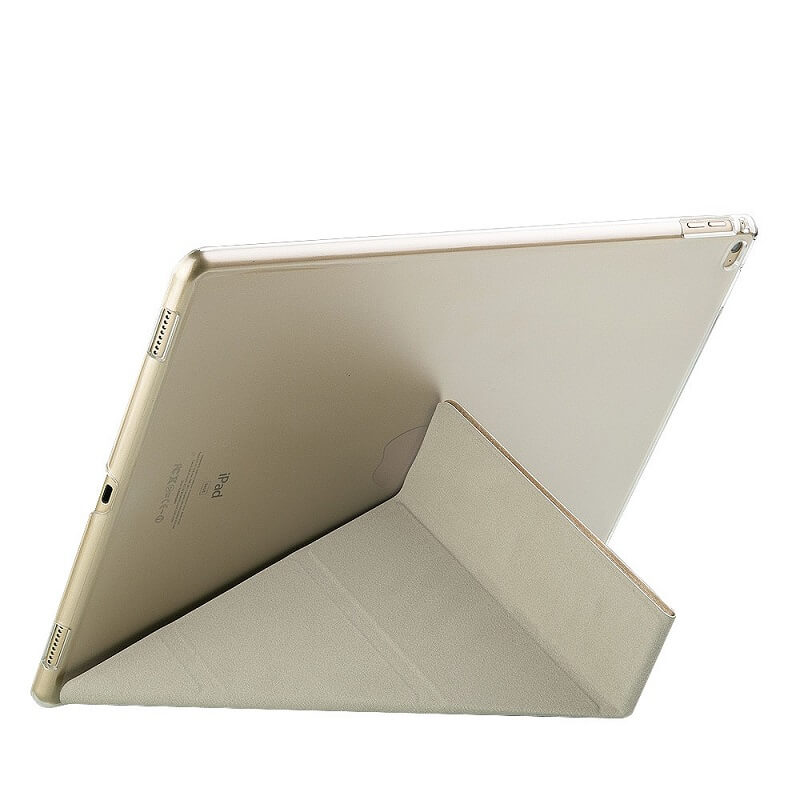 Калъф за iPad Pro 12.9" 2017-2015, Tri-Fold Leather Case, Златист (3)