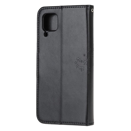Кожен Калъф с Джобове за Huawei P40 Lite, Tree Owl Wallet Book Case, Черен (2)