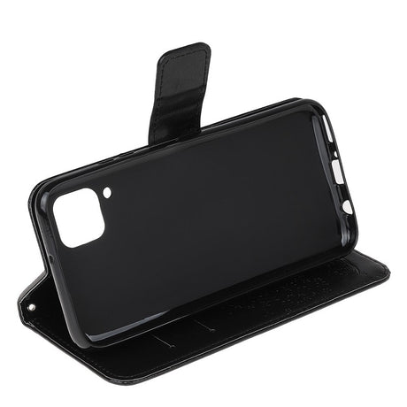 Кожен Калъф с Джобове за Huawei P40 Lite, Tree Owl Wallet Book Case, Черен (4)