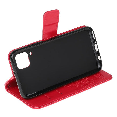 Кожен Калъф с Джобове за Huawei P40 Lite, Tree Owl Wallet Book Case, Червен (3)