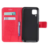 Кожен Калъф с Джобове за Huawei P40 Lite, Tree Owl Wallet Book Case, Червен (2)