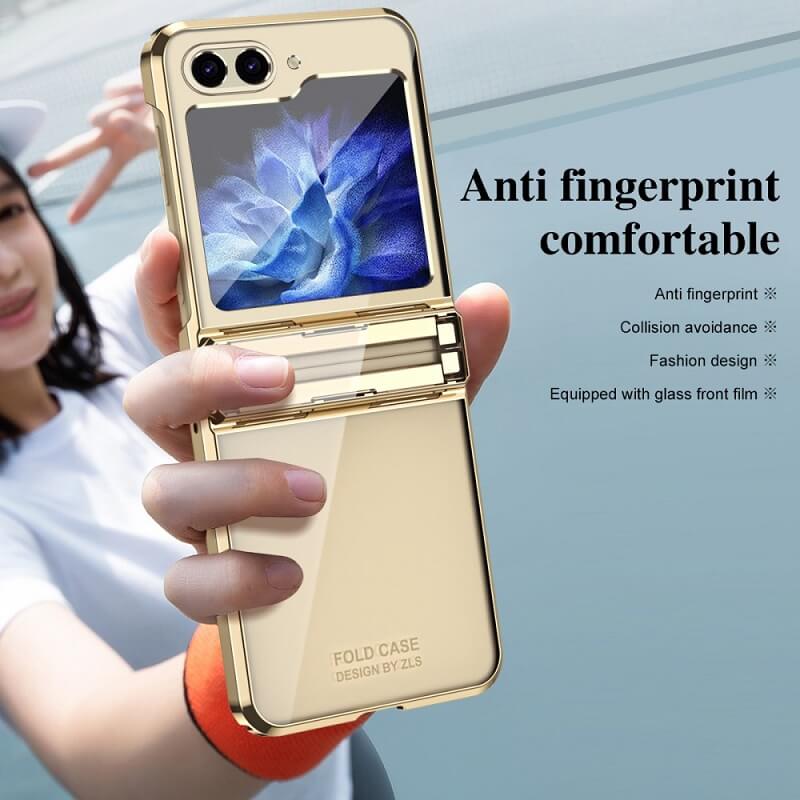Калъф с Предпазител за Samsung Galaxy Z Flip 5, GKK Frame Hinge Case, Златист (2)