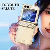 Калъф с Предпазител за Samsung Galaxy Z Flip 5, GKK Frame Hinge Case, Златист (3)