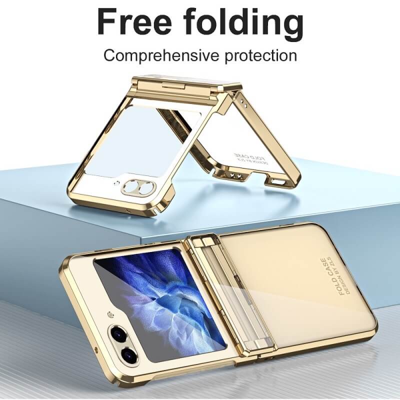Калъф с Предпазител за Samsung Galaxy Z Flip 5, GKK Frame Hinge Case, Златист (6)