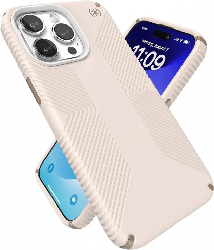 Екстремен Калъф за iPhone 15 Pro Max, Speck Presidio 2 Grip Case, Бежов (2)