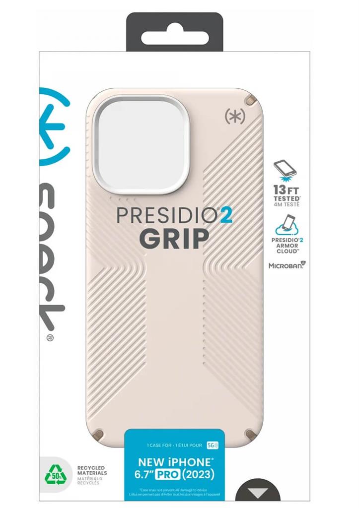 Екстремен Калъф за iPhone 15 Pro Max, Speck Presidio 2 Grip Case, Бежов (9)