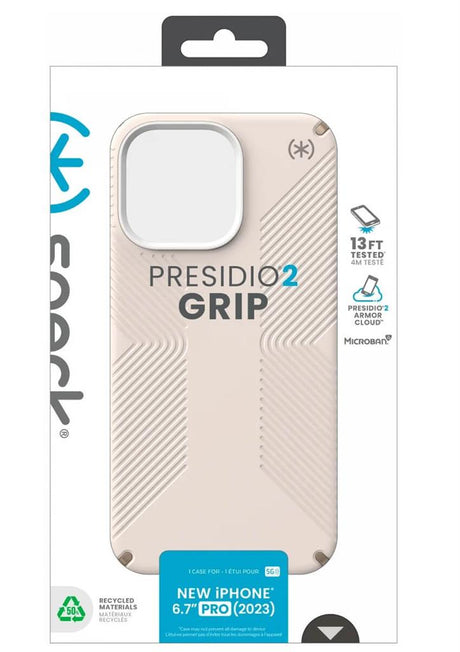Екстремен Калъф за iPhone 15 Pro Max, Speck Presidio 2 Grip Case, Бежов (9)