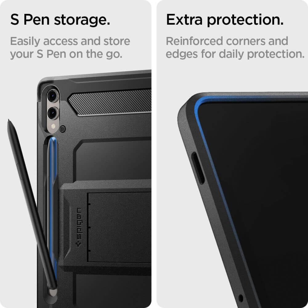 Противоударен Калъф за Samsung Tab S10 Lite/ S10 FE/ S9, Spigen Tough Armor Pro Case, Черен (7)
