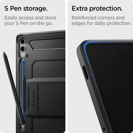 Противоударен Калъф за Samsung Tab S10 Lite/ S10 FE/ S9, Spigen Tough Armor Pro Case, Черен (7)