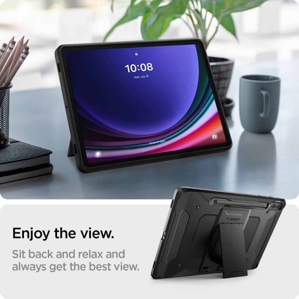 Противоударен Калъф за Samsung Tab S10 Lite/ S10 FE/ S9, Spigen Tough Armor Pro Case, Черен (6)