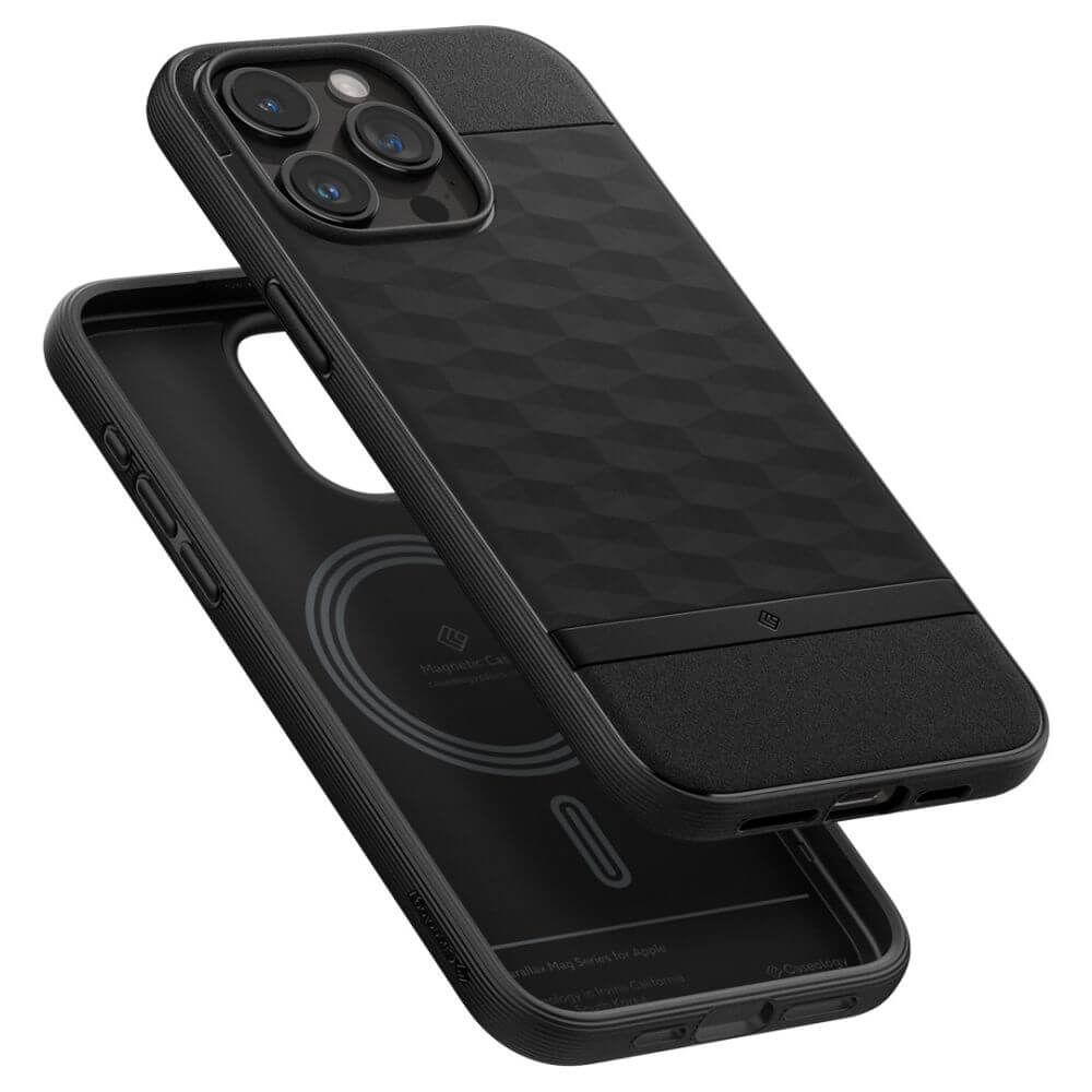 Magsafe Калъф за iPhone 15 Pro Max, Spigen Caseology Parallax, Черен (4)