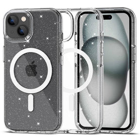 Magsafe Калъф за iPhone 15, Tech-Protect Hybrid FlexAir Glitter Clear Case, Прозрачен