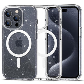 Magsafe Калъф за iPhone 15 Pro, Tech-Protect Hybrid FlexAir Glitter Clear Case, Прозрачен